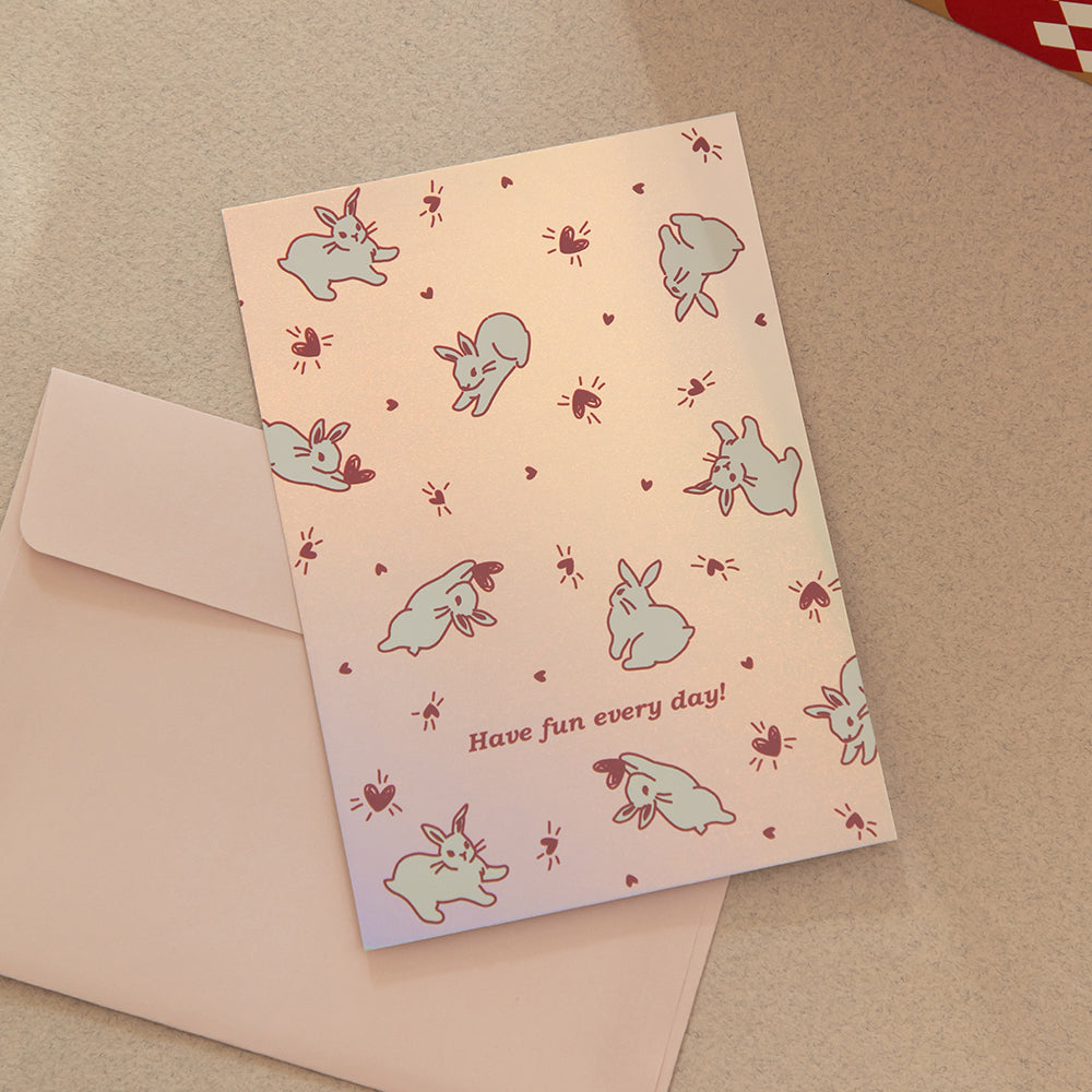 Flowers/Rabbit Hologram Card