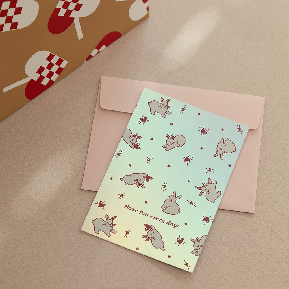 Flowers/Rabbit Hologram Card